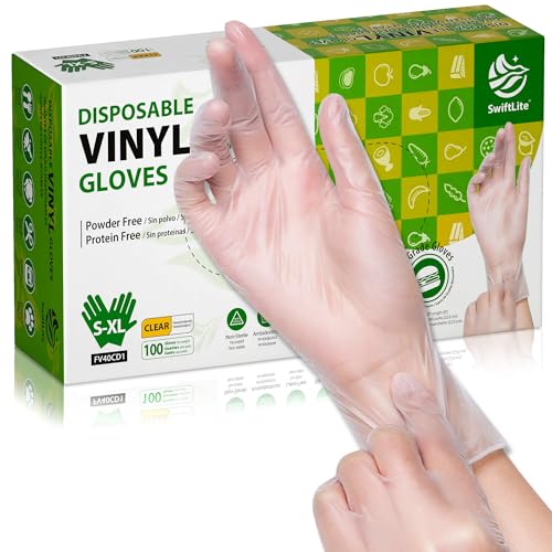 SWIFTLITE Disposable Vinyl Gloves, Food...