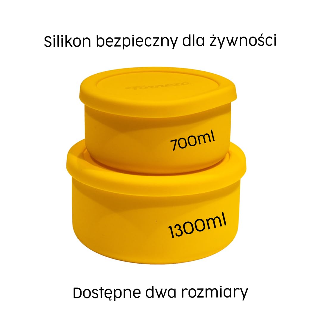 Dough Bar Pudełko na kulki do pizzy z pokrywką I Nieprzywierające silikonowe pudełko na ciasto, 700ml Pojemnik na ciasto na pizzę o objętości I, Pudełko do garowania, Przechowywanie Ø13,5cm