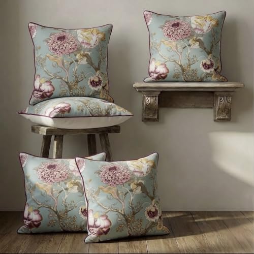 Image of Handmade Throw /Pillow Cushion Cover : 100% Cotton Fabric : High Thread Count : Set of 5