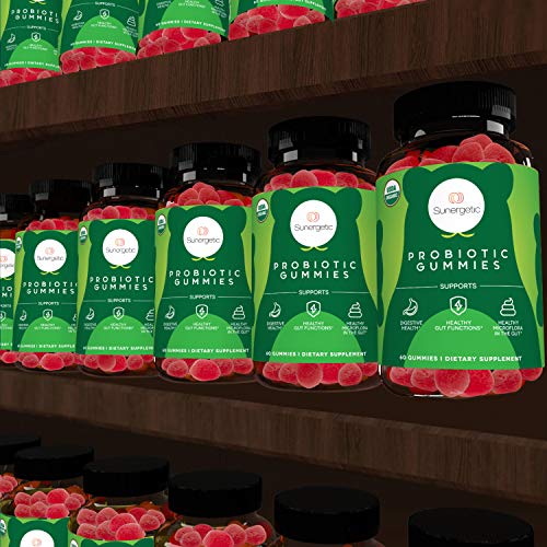 Image of Sunergetic Certified Organic Probiotic Gummies - Daily Probiotic Gummies to Help Support Digestion, Gut Health & Immune System - 5 Billion CFU - 60 Strawberry Flavored Probiotic Gummies