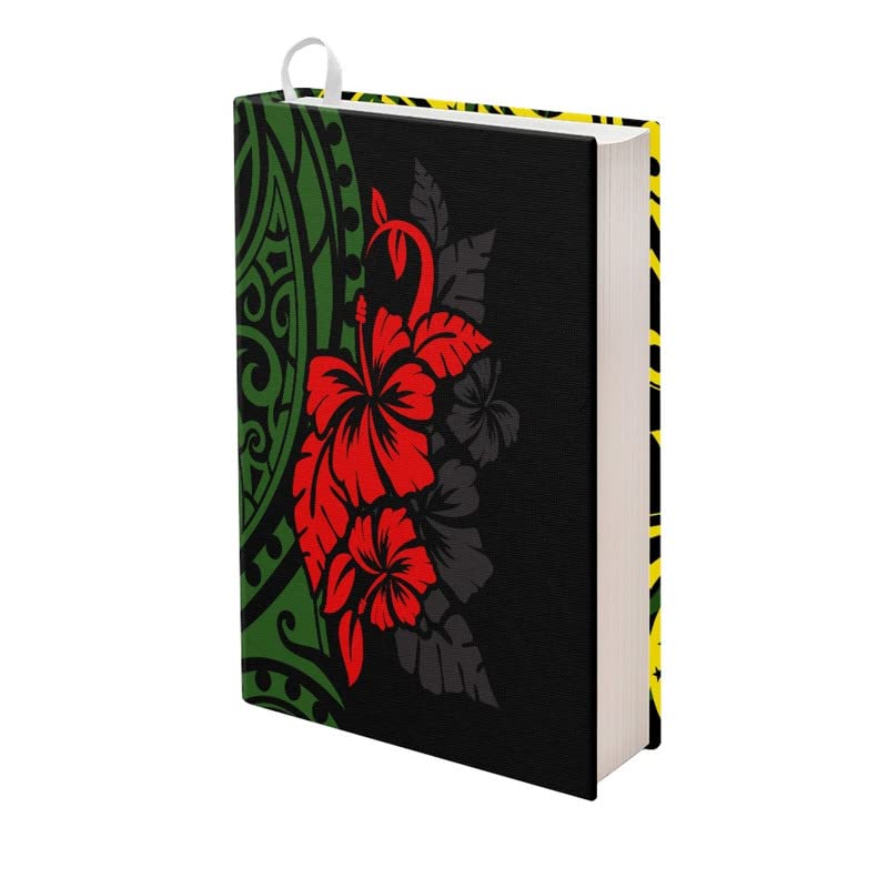 Gearider Polynesian Hibiscus Flower Washable Book Protector for Hardcover Books - Stretchable and Durable, Ribbon Bookmark Included, Fits 9-11 Inch