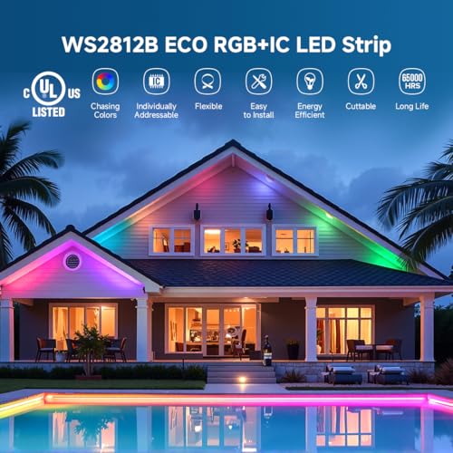 Image of BTF-LIGHTING WS2812B ECO RGB Alloy Wires 5050SMD Individual Addressable 16.4FT 60Pixels /m 300Pixels Flexible Black PCB Full Color LED Pixel Strip Dream Color IP30 Non-Waterproof DIY Projects Only DC5V