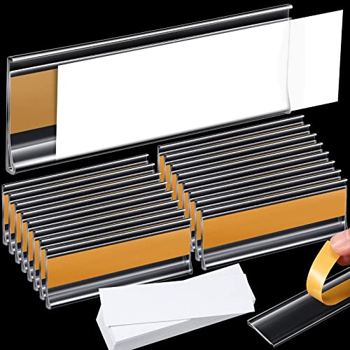 3 X 1 Inch Self Adhesive Label Holders With Paper Label Inserts Clear Shelf Tag Label Holders Plastic Price Tag Holder For Supermarket School Library Bookshelves Mailbox Storage Bins (150 Pieces) #TOP7