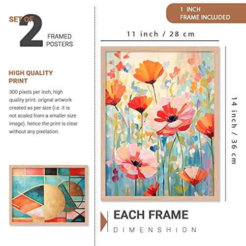 Image of kotart Aesthetic Modern Wall Decor Paintings with Frame for Home Decoration - Painting for Living Room Bedroom - Painting for Wall Decoration (14 x 18 inch) Set of 4 (Classic Wall Painting, 18)