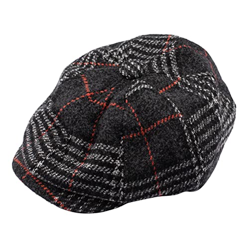 Image of The Tie Hub Wool Flat Cap for Men & Women | Adjustable Vintage Newsboy Gatsby Hat for Casual, Travel, Outdoor | Free Size Herringbone Ivy Style Cap