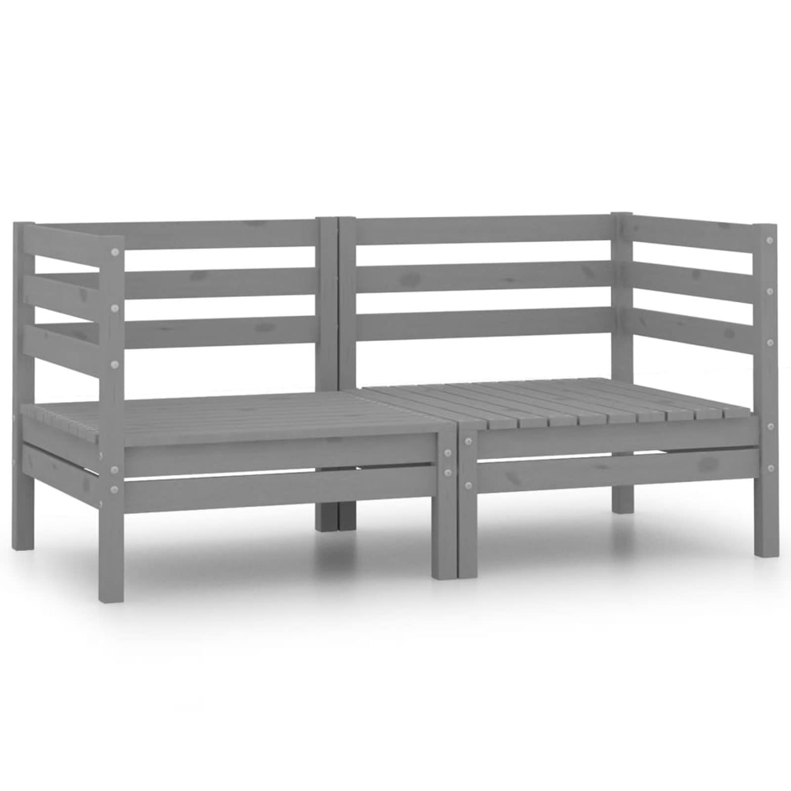 Canapé d'angle bois massif gris modulaire grand confort de jardin