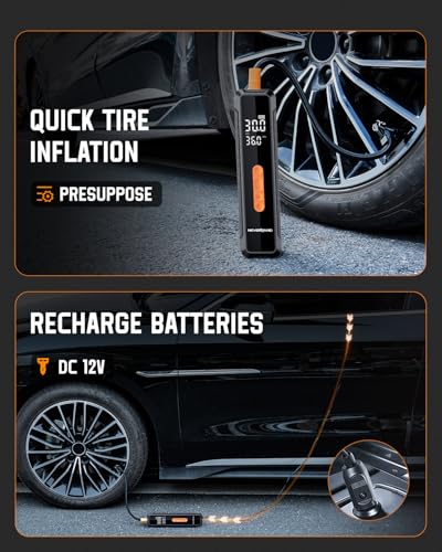 NEVERLAND-Tire-Inflator-Portable-Air-Compressor-with-20000mAh-Battery-150-PSI-Air-Pump-for-Car-Tires-12V-DC-Electric-Tire-Pump-with-Pressure-Gauge-LED-Light-for-Car-Bike-Motorcycle-Ball