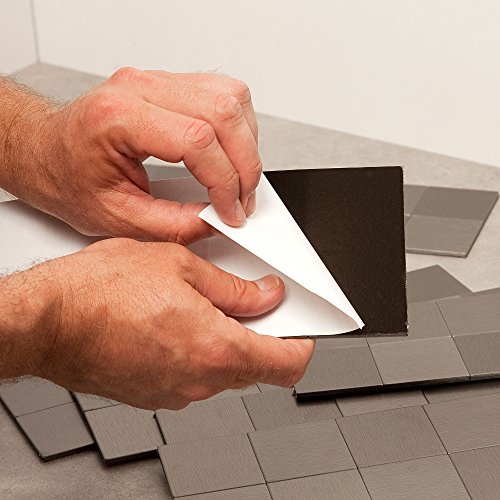 Aspect Peel and Stick Backsplash 12in x 4in Square Stainless Matted Metal Tile for Kitchen and Bathrooms (3-Pack) - Thumbnail 5