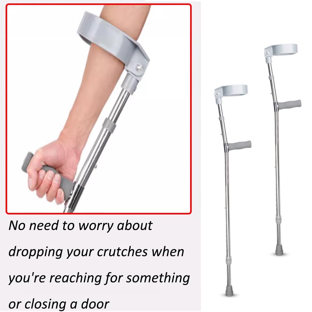 Muletas de Antebrazo para Adultos, Ligeras y Ajustables para Caminar, para Lesiones Deportivas y Viajes (Color : 1PC Gray)