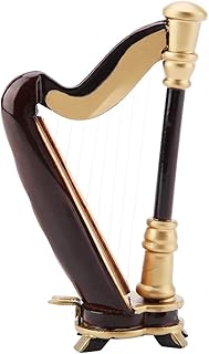QANYEGN 3.5 Inch Harp Model, Wooden Harp Replica, Miniature Musical Instrument Model, for Bookcase Desk Gift Decorations