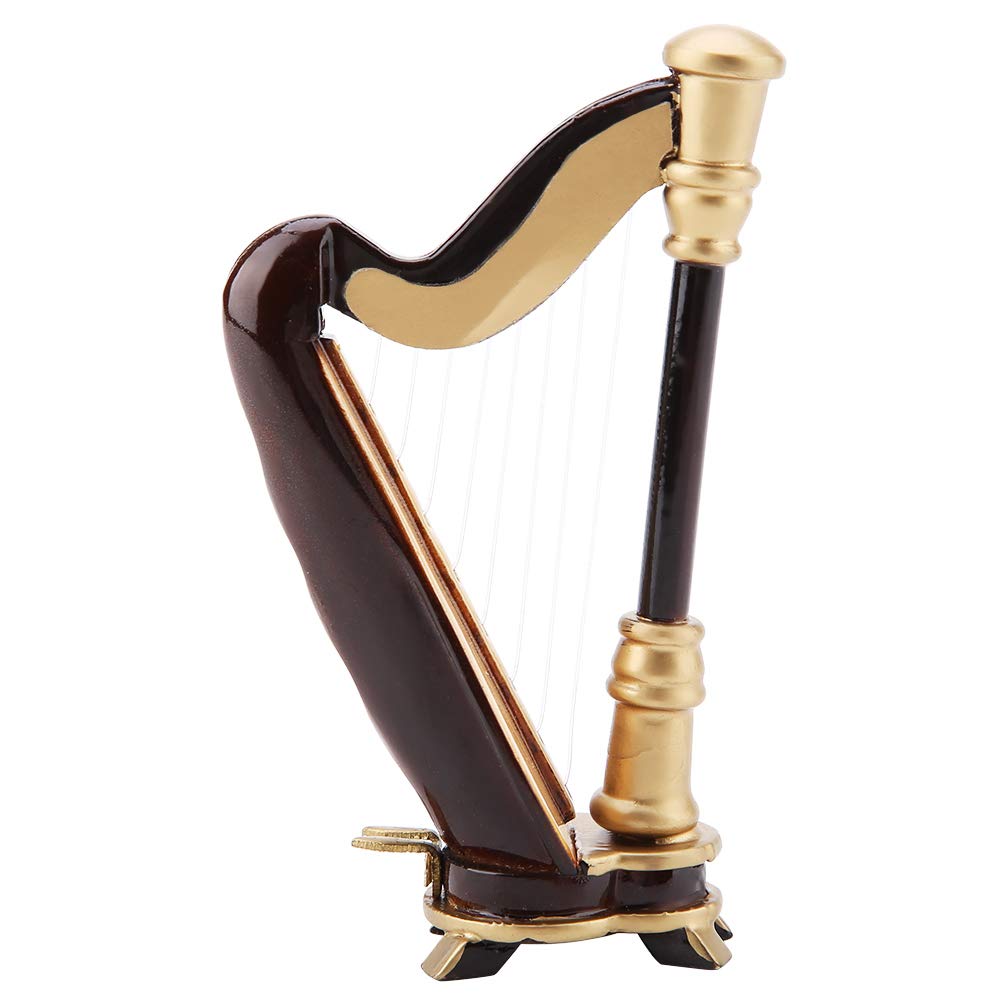 Réplique de Harpe Miniature Instrument de Musique Miniature en bois avec modèle d'instrument de boîte ornant des cadeaux de Noël pour Décoration de Salle de Musique