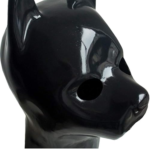 Vista 2 de DM 100% Natural cabeza completa látex perro máscara de goma capucha sofocar feitsh máscara fetiche desgaste