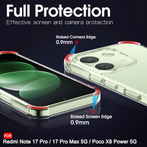 Image of TheGiftKart Crystal Clear Back Cover Case for Mi Redmi Note 17 Pro / 17 Pro Max 5G / Poco X8 Power 5G | 360 Degree Protection | Shock Proof Design | Hard Back Cover Case (PC & TPU, Transparent Bumper)