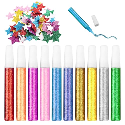 Lot de 10 bâtons de colle pailletée, pansements en poudre dorée, colle pour bricolage, poudre pailletée, craie à paillettes multicolores