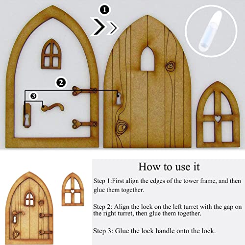Aniepaa Gnome Door Christmas, Gnome Door Nissedor with Accessories, Christmas Gnome Door Set, Gnome Door Christmas Tree Wreath Wooden Ladder Gnome Broom Rubber Boots Carpet Miniature Garden Furniture (16 Pieces) - Image 3