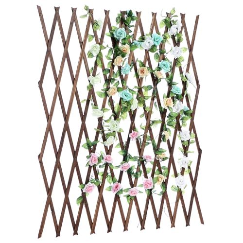 MyGift-Dark-Brown-Solid-Wood-Garden-Trellis-with-Lattice-Design-Decorative-Wall-Hanging-Ivy-Climbing-Plant-Screen-with-Adjustable-Width MyGift Dark Brown Solid Wood Garden Trellis with Lattice Design Decorative Wall Hanging Ivy Climbing Plant Screen with Adjustable Width