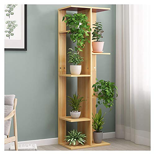 GJX- Plant Stands Multifunction Plant Stand Flower Pot Rack Floor-standing Plant Shelf Wooden Plants Racks Outdoor Indoor Living Room Balcony (Color : Brown, Size : 8)