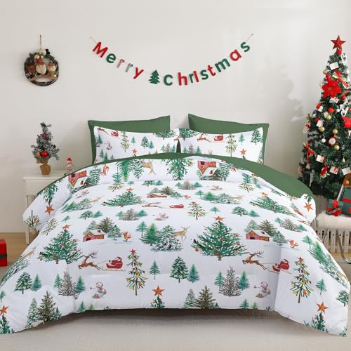 WONGS BEDDING Weihnachts Bettwäsche 135x200 2 Teilig, Weihnachtsbaum...