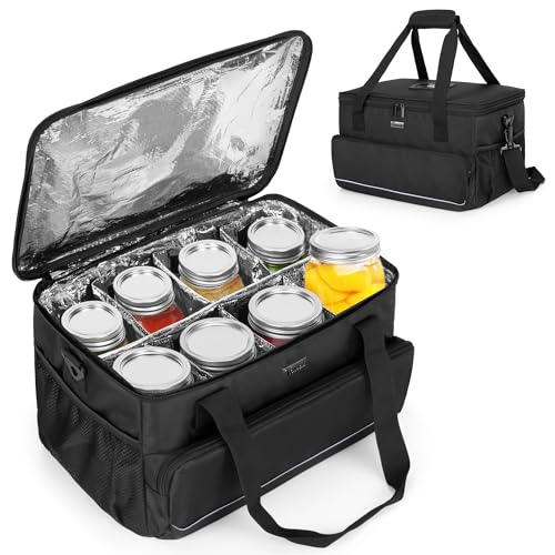 Trunab Mason Jar Storage Bag Insulated 8 Canning Organizer, with