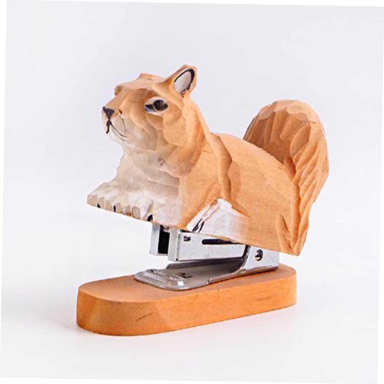 3stücke Holz-squirrel-heftgerät Kreative Holzschnitzerei Für Schreibtisch Niedliches Tier- Praktische Büro-schreibwaren Für Schule Und Büro