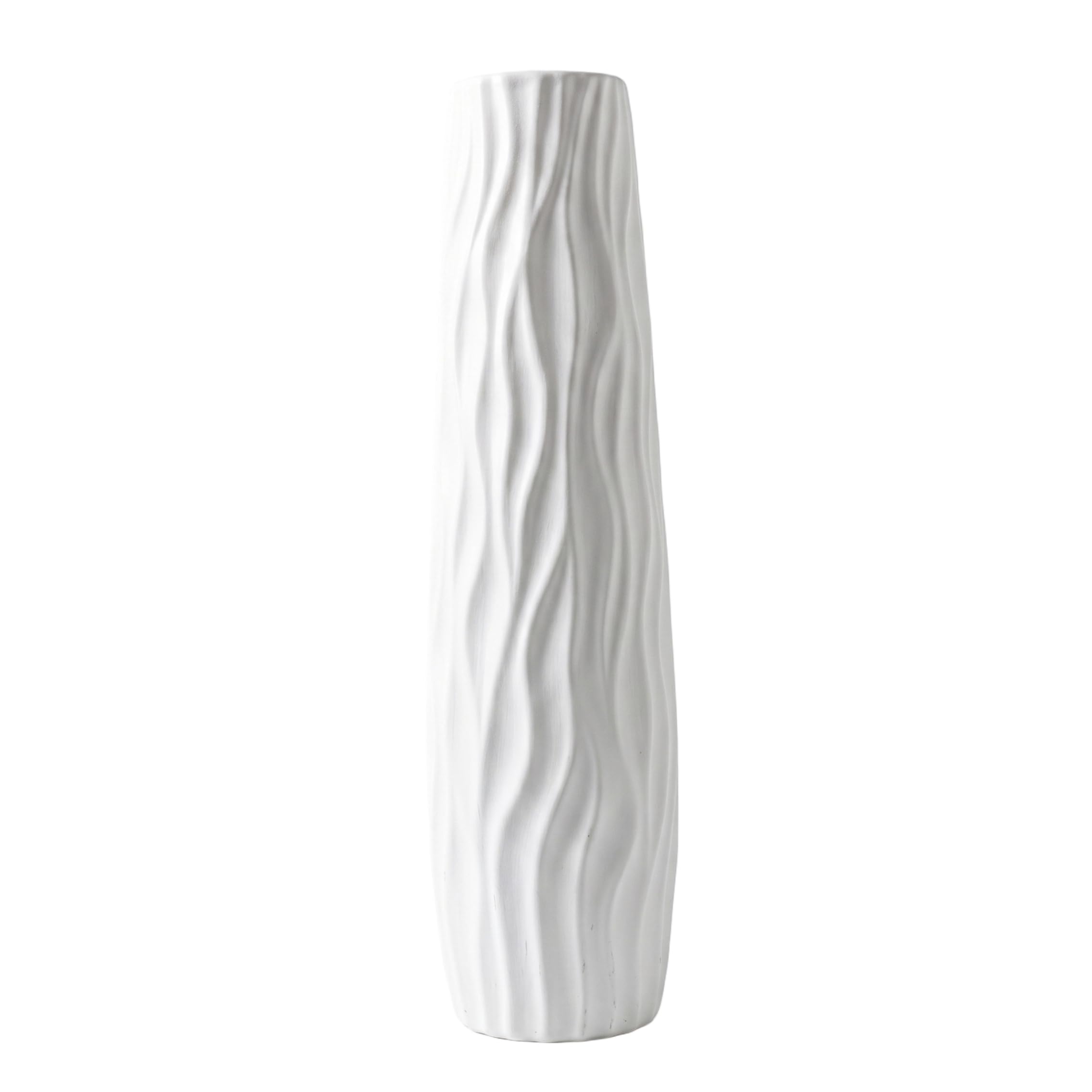 Monwssoe Vases, White Floor Vase, Plastic White Tall Floor Vase With Wave Texture, 4.33 X 22.83 Inch Tall Vases for Floors