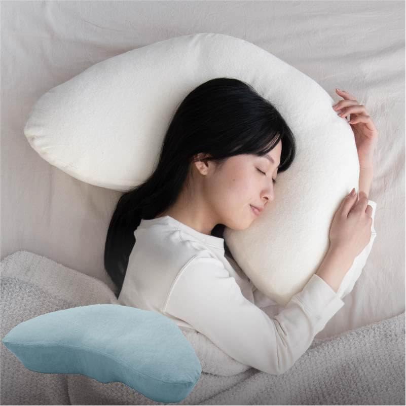 【在庫セール】横寝専用枕YOKONEGU (ピローケース付きブルーグレー) Amazon｜横寝専用枕YOKONEGU (ピローケース付き【パイル素材】ブルー