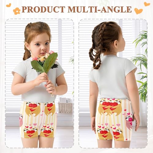 Joisal Cute Sloths Stripes Toddler Girls Biker Shorts 4t Under Dress Shorts Print Cotton Dance Clothes3