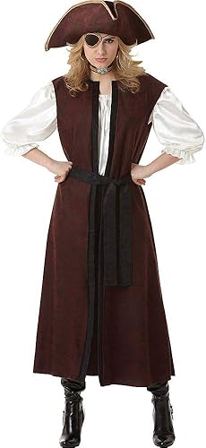 Miniatura 2 de Amscan Chaleco largo de pirata marrón para Halloween accesorio de disfraz para adultos talla única