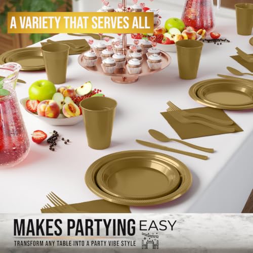 Image of Exquisite 350 Pcs Gold Plates and Napkins Party Supplies Plate Sets