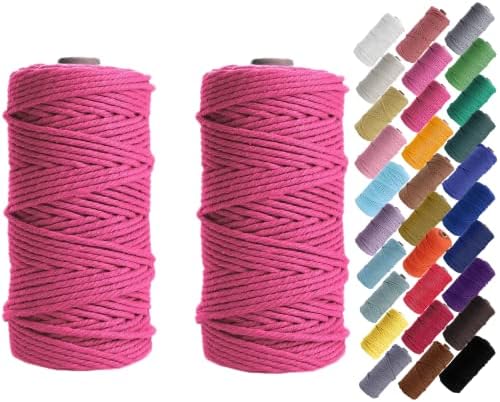 Binwat Macrame Cord Thick Natual Cotton Cord Yarn Macrame Rope Cord Cotton Rope for Wall Hangings, Plant Hangers, DIY Crafts, Home Decorations, Gift Wrapping 3mm x 100m (Golden)