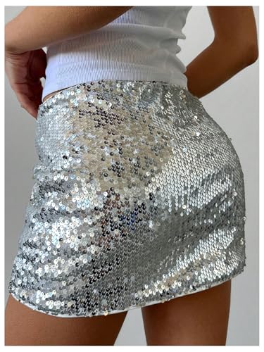 Floerns Women's Sparkly Sequin Mini Skirt Low Waist Y2k Disco Bodycon Skirt3