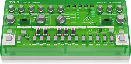 Behringer TD-3-LM Analoger Basslinien-Synthesizer mit VCO, VCF, 16-Stufen-Sequenzer, Verzerrungseffekte und 16-Sprach-Polykette, kompatibel mit PC und Mac