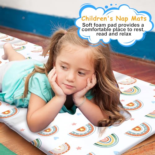 Image of Shellwei Vinyl Nap Mat Kid Preschool Daycare Sleep Mat,Rainbow