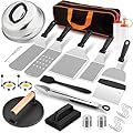 Griddle Accessories Kit for Outdoor BBQ: 27Pcs Flat Top Grill Accessories for Blackstone and Camp Chef, Professional Grilling Accessories with Grill Spatula Set, Basting Cover, Scraper, Carry Bag