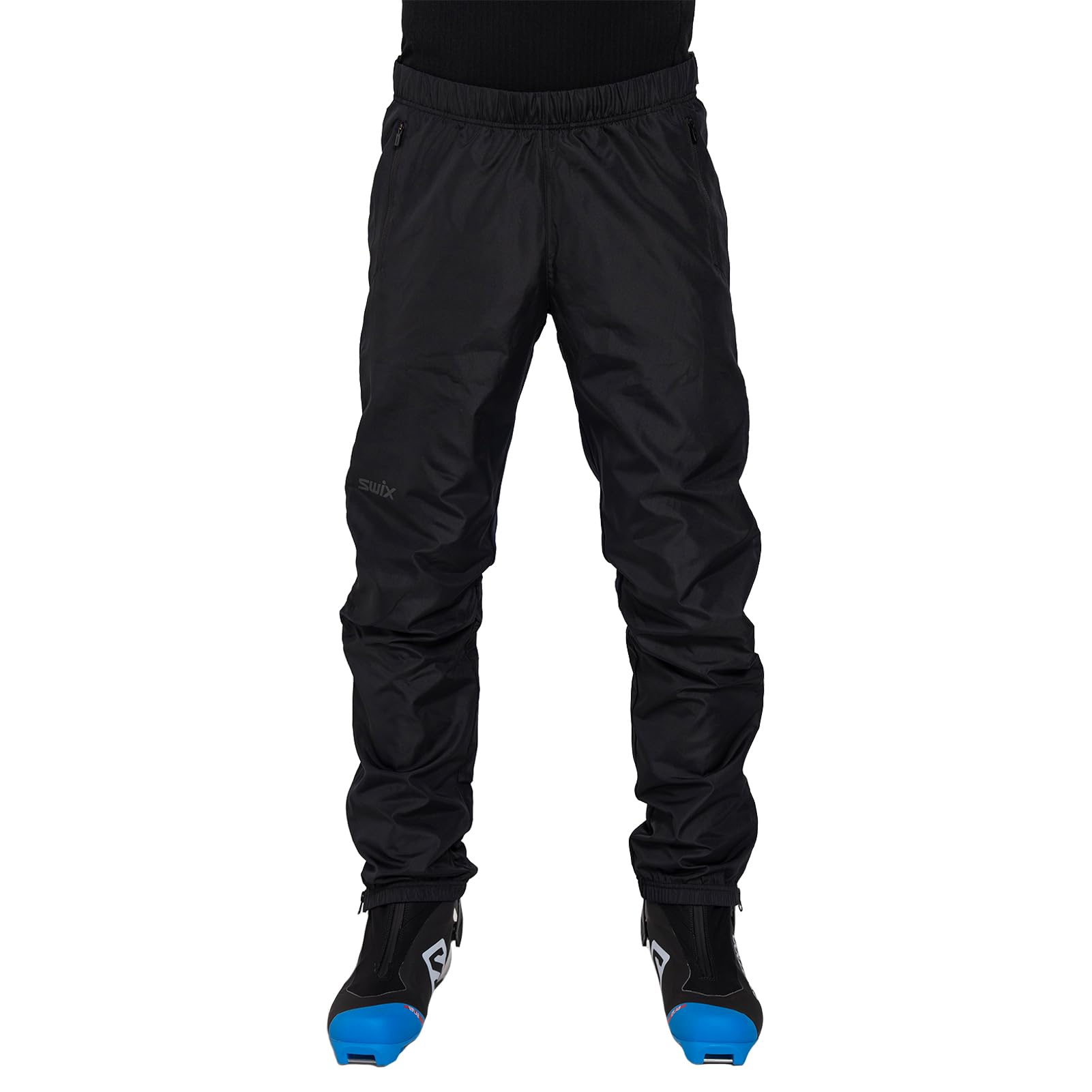 Swix Męskie Infinity Hybrid Wind Full Zip Trwałe Wodoodporne Wiatroszczelne Sporty Zimowe Trening Narciarskie Spodnie Śnieżne, Czarny, Duży, Czarny, L