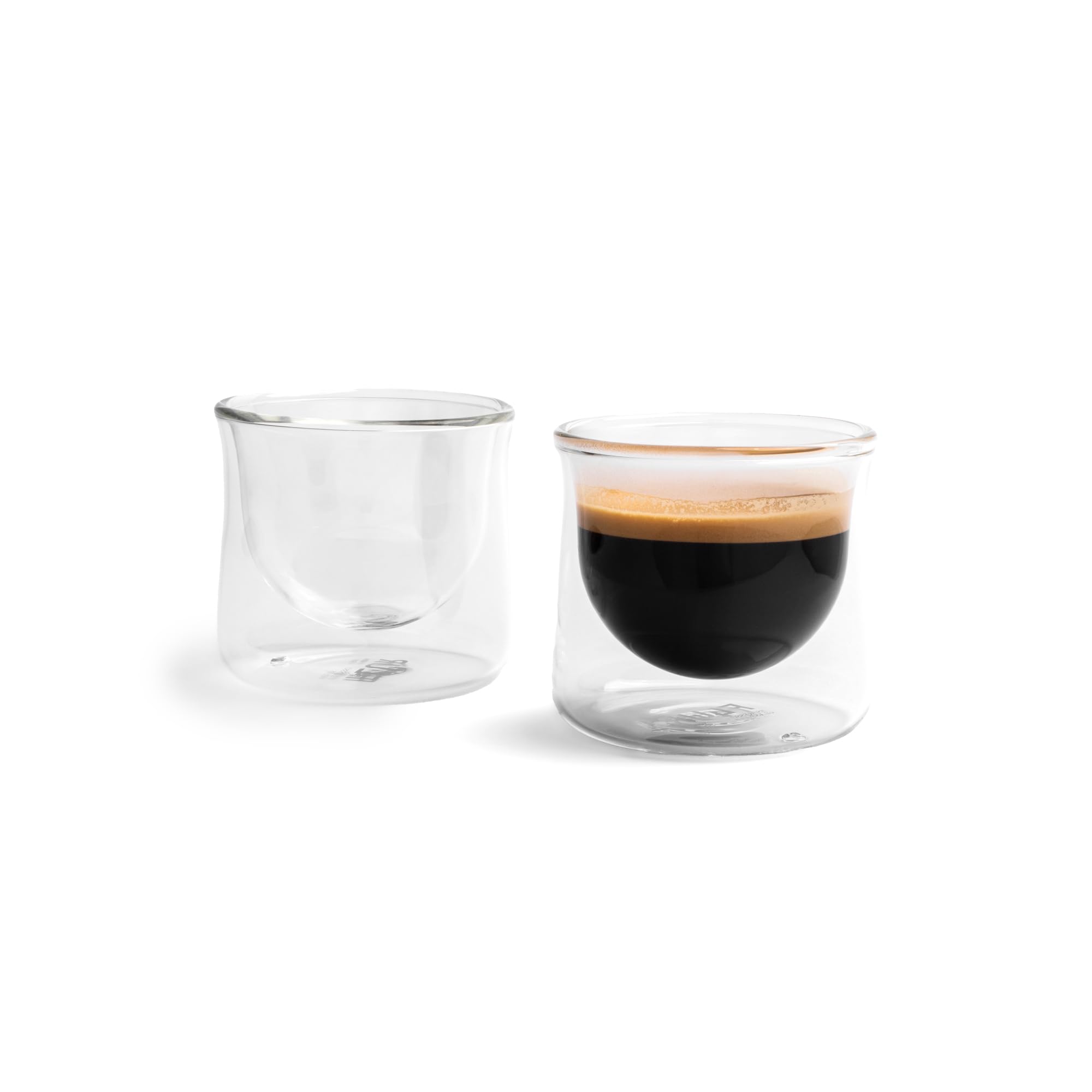 FLUR Espresso Glasses (Set of 2) – Perfect for Espresso, Macchiatos & Small Espresso Drinks – Double-Walled Borosilicate Glass – Handmade, Lightweight & Durable – 3oz (Clear)