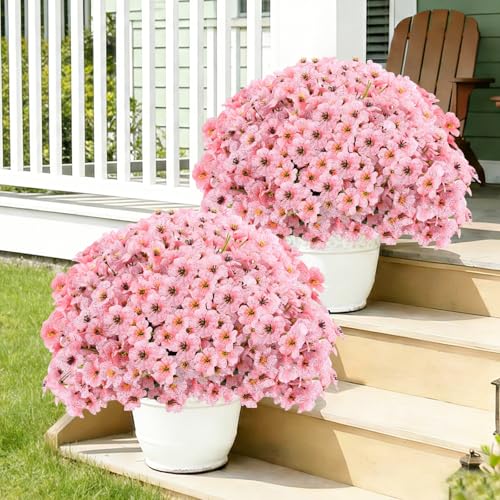 Image of Powbrace 22 Pack Artificial Flowers for Outdoor Indoor Fake Plants(Pink)