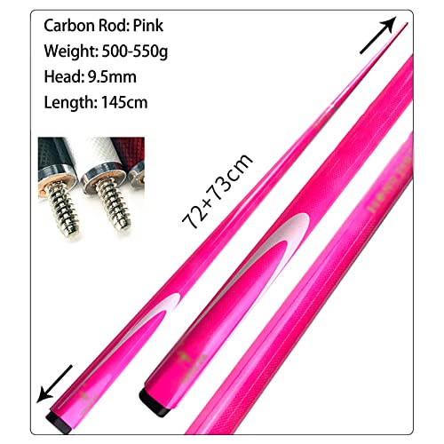 Taco de billar 57 pulgadas carbon fibra 9.5mm punta rosa miniatura 3
