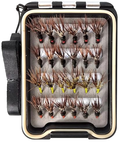 Wifreo 24PCS Tenkara Flies Flies with Waterproof Fly Box Tenkara Fishing Fly.Fly Fishing Flies for Trout, Grayling, Panfish, etc (Selection 1)