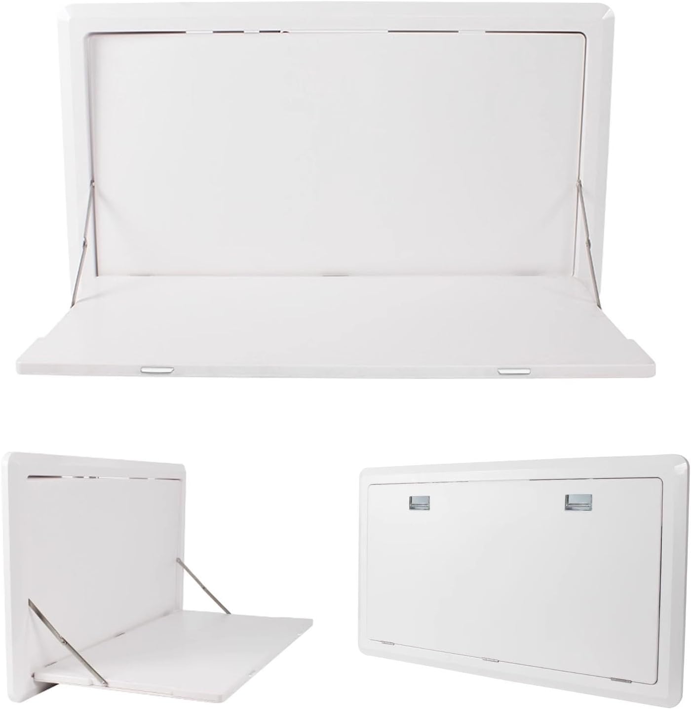 RV Folding External Table, 31 X 18in External Wall Mount Folding Table, Hanging Foldable RV Table with LED Lighting, Aluminum Folding Camper Table for Caravan Picnic(White)