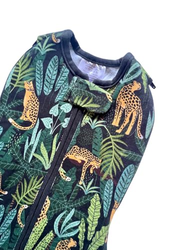 Image of Woombie Grow with Me Baby Swaddle - Convertible Self-Soothing Swaddle Fits Babies 0-18 Months - Expands to Hands-Free, Legs-Out Wearable Blanket - Jungle Jaguar