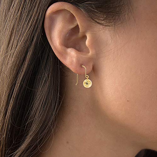 14K Gold Diamond Cut 8mm Ball Fish Hook Dangling Earrings For Women4
