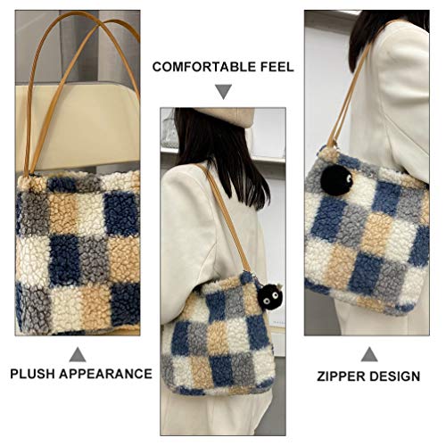 KESYOO Bolsa de PelÃºcia Crossbody Bolsa de Ombro Xadrez Lindo Desenho Animado de PelÃºcia Ombro Cru