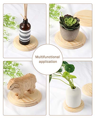 image for Pllieay 2Pcs 4 Inch Round Wooden Plaque, Unfinished Natural Pine Circl