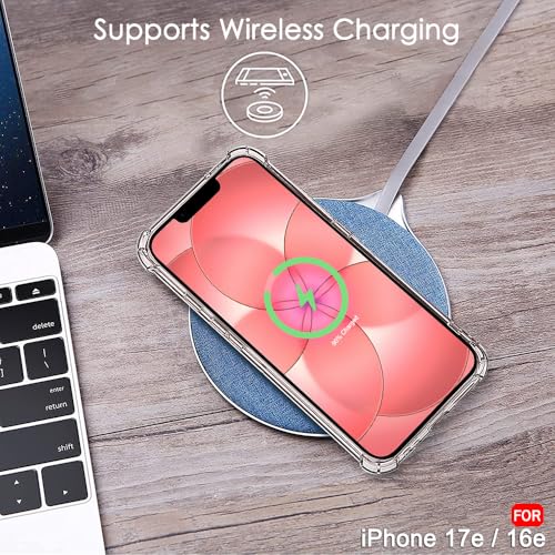 Image of TheGiftKart for iPhone 16e / iPhone 17e Case, Shockproof Clear Back Cover, Raised Bumps for Camera & Screen Protection, 360 Degree Protection Design Back Cover Case (PC & TPU, Transparent)