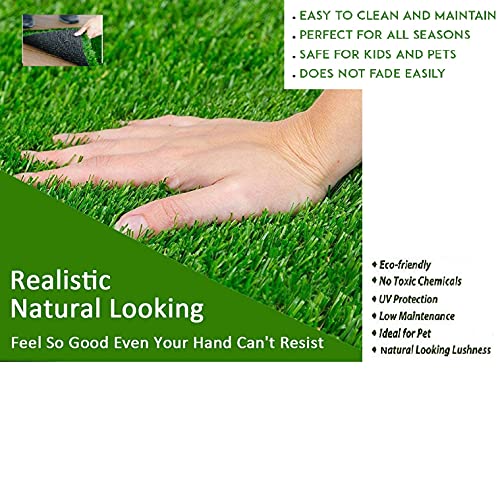 Image of Eurotex 45 mm Artificial Grass Carpet Mat for Balcony, Lawn, Door, Soft Comfortable (PE & PP, Natural Green, 6.5x3 ft)