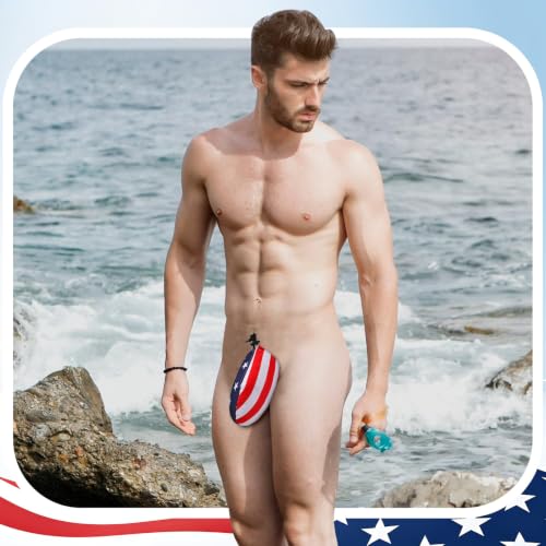Image of Dansydaisy 2 Pcs Men's Tanning Pouch Sun Protection, Tanning Cover for Men (Independence Day,American Flag Color)
