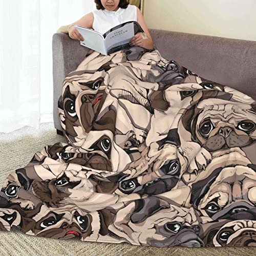 Pug Dog Blanket Throw Bed Blankets Cozy Lightweight Soft Sofa Bedding,Gifts Blanket For Women And Men 60X50 Inch #TOP3