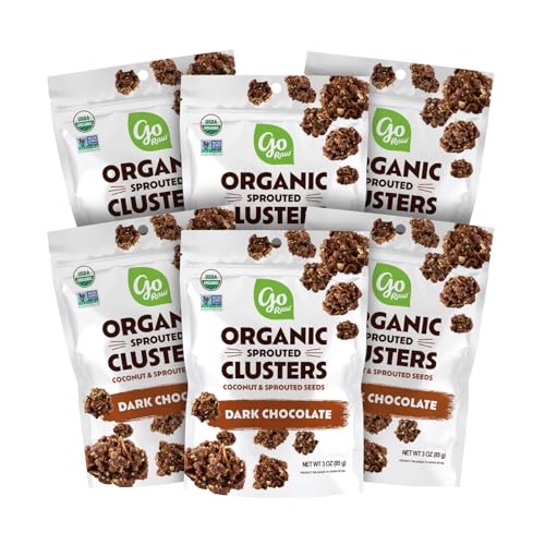 Go Raw Sprouted Organic Dark Chocolate Clusters with Coconut &amp; Sprouted Seeds, 6 ct box of 3 oz bags