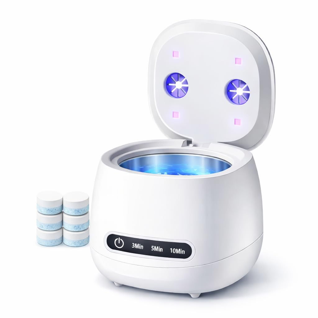 Rechargeable Nail Tool Cleaning and Sterilizer Machine, Nail Tool with High-Frequency Vibration and Blue Light 3 Timers Mode for Nail Drill Bits with Cleaning Tablets, Nail Art Brush, Nail Clipper